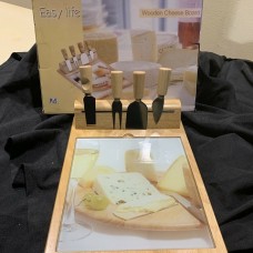 WOODEN CHEESE BOARD WITH STAINLESS STEEL CHEESE KNIFES
